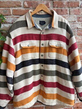 MEN'S GLACIER STRIPE SHERPA-LINED SHIRT JACKET